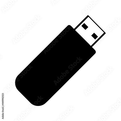 A simple black and white illustration of a ubiquitous USB flash drive