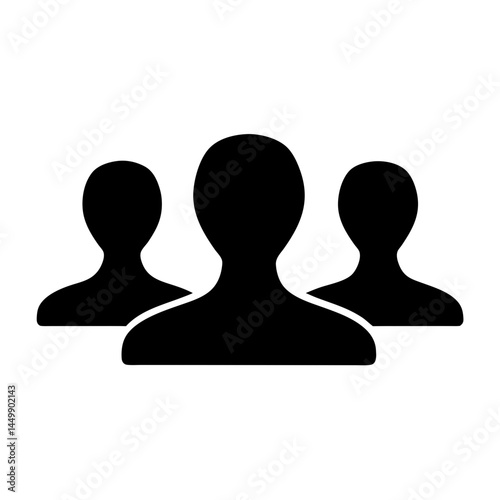 Generic team icon depicting three people in a minimalist black silhouette