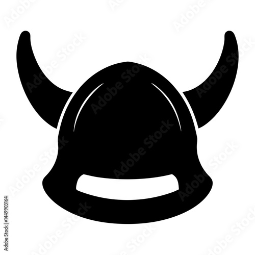 Simple Black and White Viking Helmet Vector Graphic Illustration Design