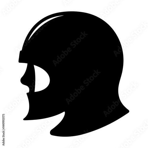 Black silhouette of a masked individual in profile, a mysterious enigma