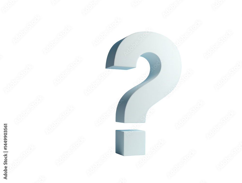 Minimalist Scene with a White Question Mark Standing Upright on a Smooth Surface Minimalist Scene with a White Question Mark Standing Upright on a Smooth Surface