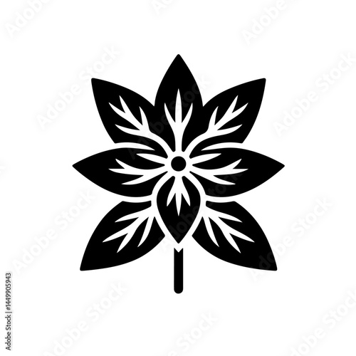 Daisy Flower Silhouette with Leaves
