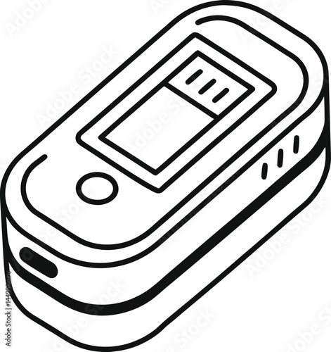 pulse oximeter outline vector illustration on white background