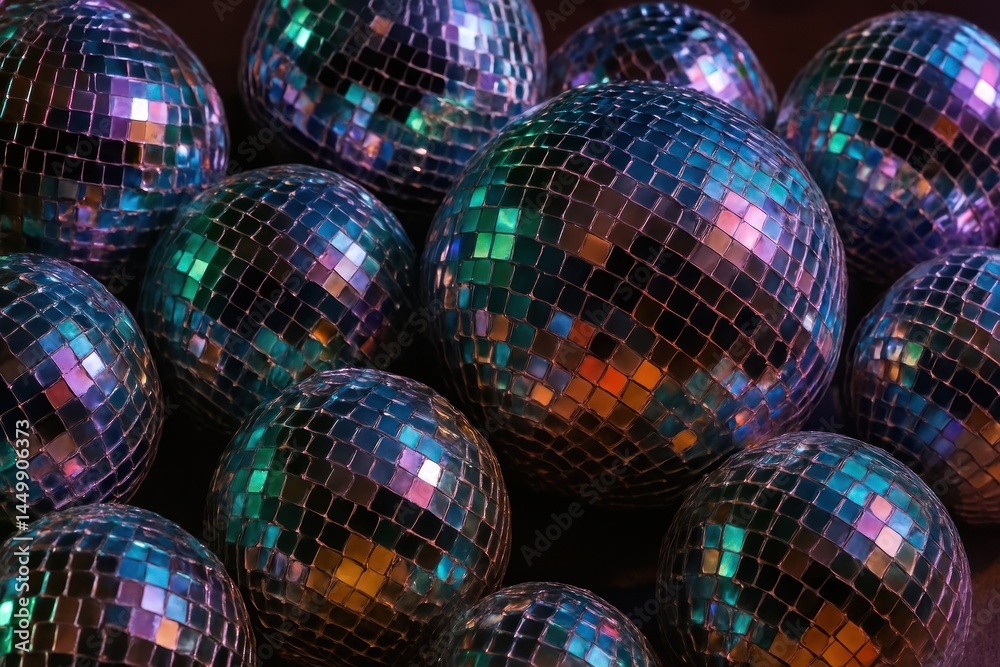 Obraz premium Colorful reflective disco balls