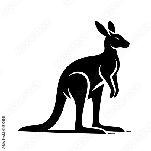 Kangaroo black silhouette icon vector isolated on a white background. Jumping kangaroo silhouette 