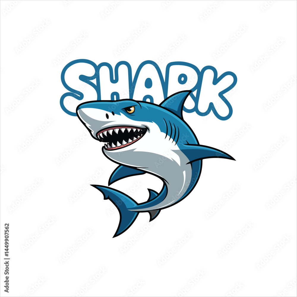 Naklejka premium cartoon shark isolated on white background