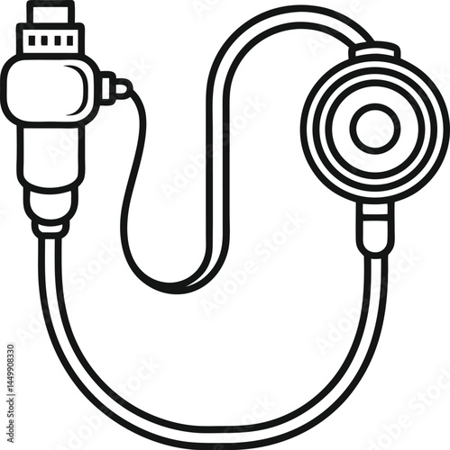 medical endoscope device outline vector illustration on white background