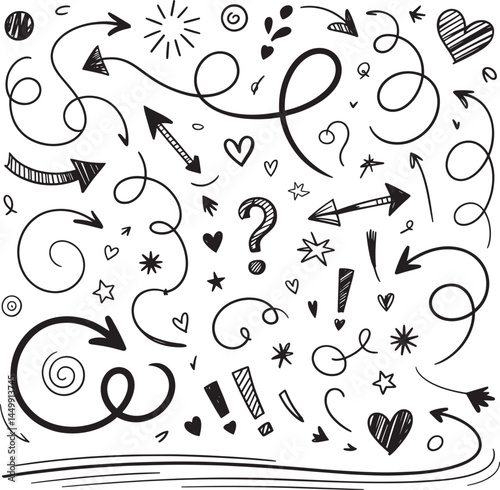 Doodle Elements - Arrows, Hearts, Stars, and More.eps