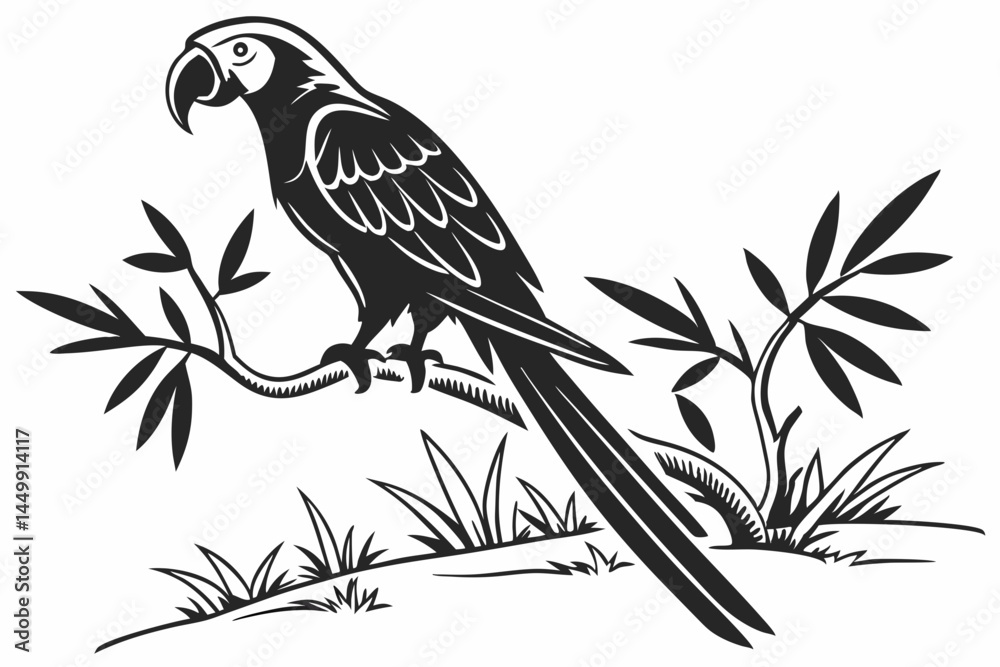 Naklejka premium Flat Parrot Silhouette for Tropical Projects