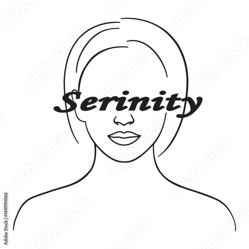 A striking line art  portrait of a woman face