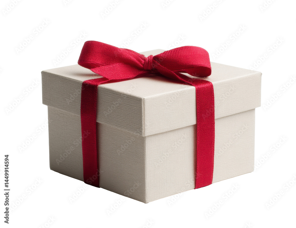 Fototapeta premium Elegant gift box with red ribbon for special occasions on a transparent background, cut out