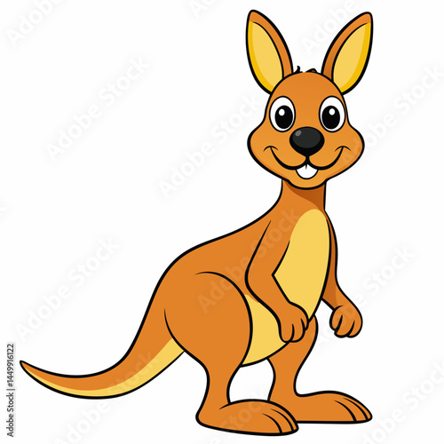 Cute Cartoon Kangaroo Illustration . Australian Wildlife