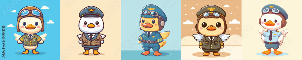 cute duck vector in pilot costume cute duck vector in pilot costume