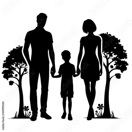 Family Holding Hands Silhouette for Unity and Togetherness Design