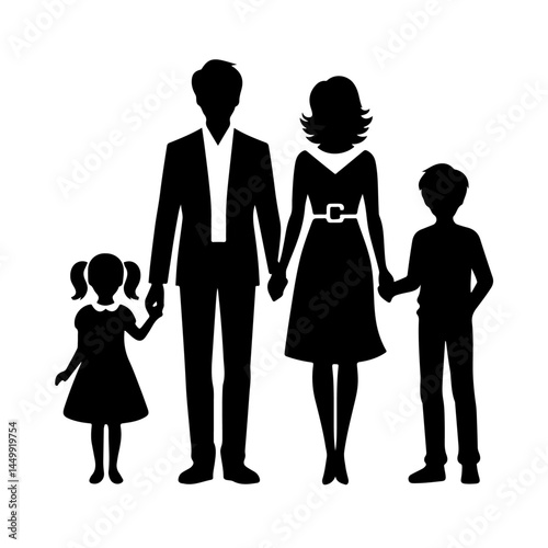 Family Holding Hands Silhouette for Unity and Togetherness Design
