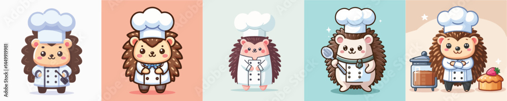 cute hedgehog vector in chef costume cute hedgehog vector in chef costume