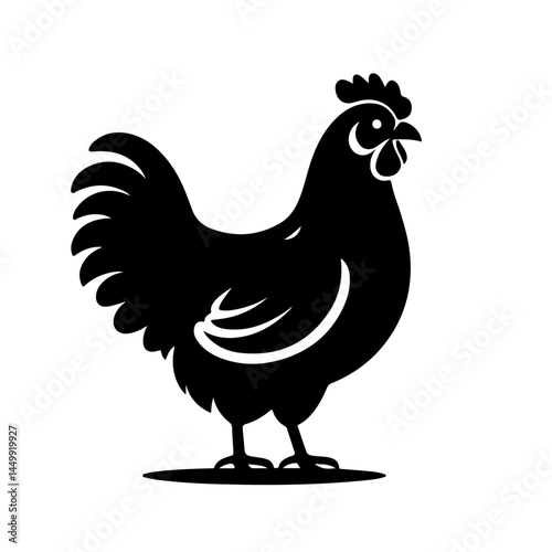 Rooster Silhouette with Detailed Feathers
