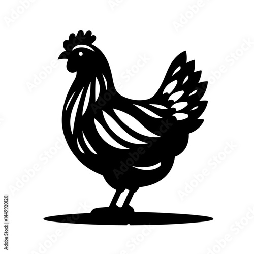 Rooster Silhouette with Detailed Feathers