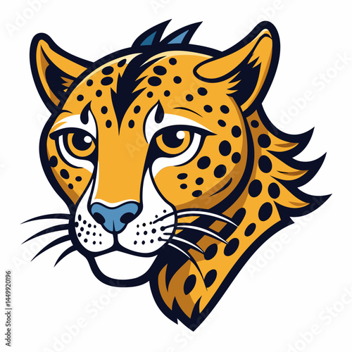 Cheetah Head Portrait. Wild and Fast Animal Illustration