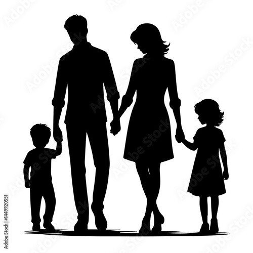 Family Holding Hands Silhouette for Unity and Togetherness Design