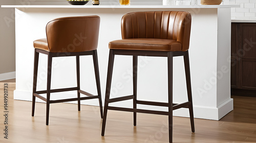 Brown Leather bar stool chair
