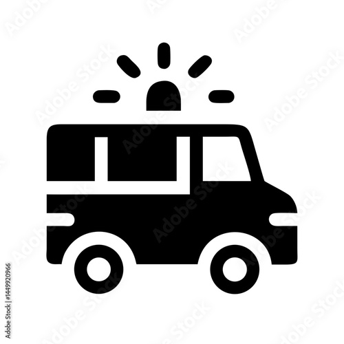 emergency vehicle with alert silhouette on transparent background for web and graphic design