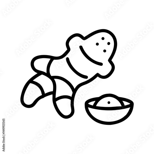 ginger root with powder on transparent background for web and graphic design