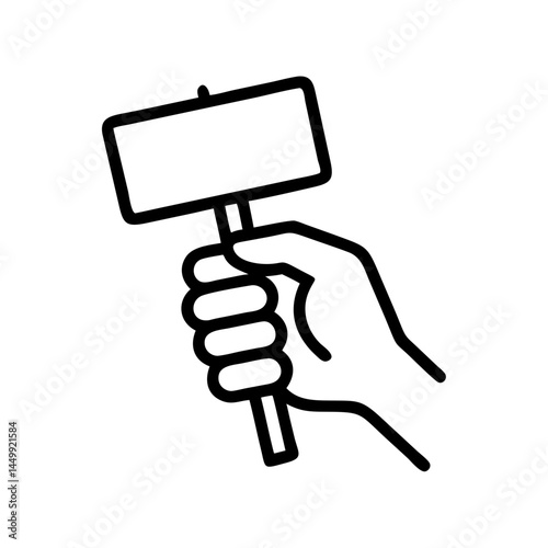 hand holding a protest sign on transparent background for web and graphic design