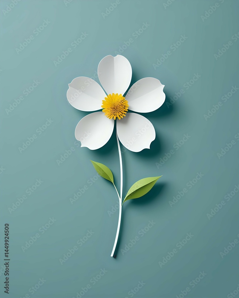 Obraz premium white flower on blue background