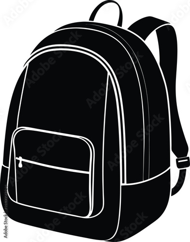 backpack with zipper pockets on white background  .eps