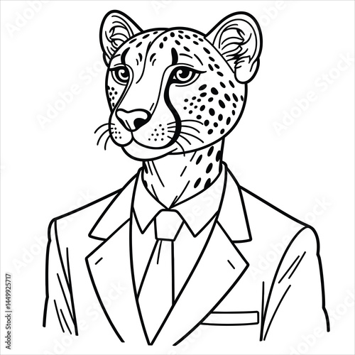 Cheetah in a suit illustration