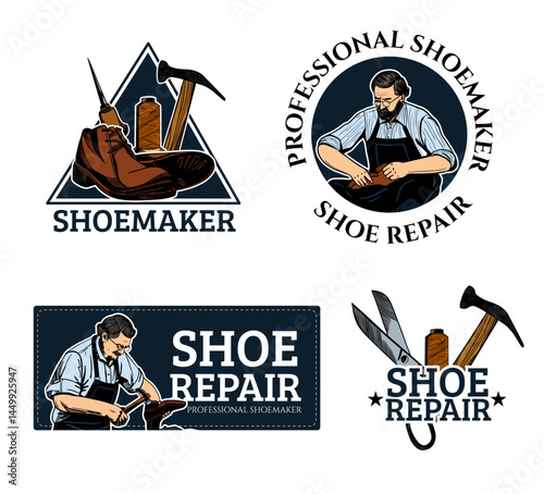 Hand Drawn Traditional Shoemaker Logo Collection