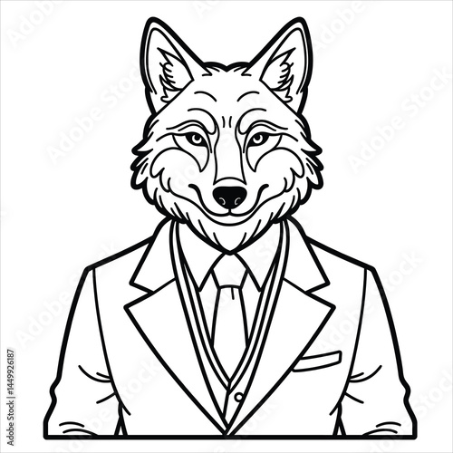 Dapper Wolf Gentleman in Suit