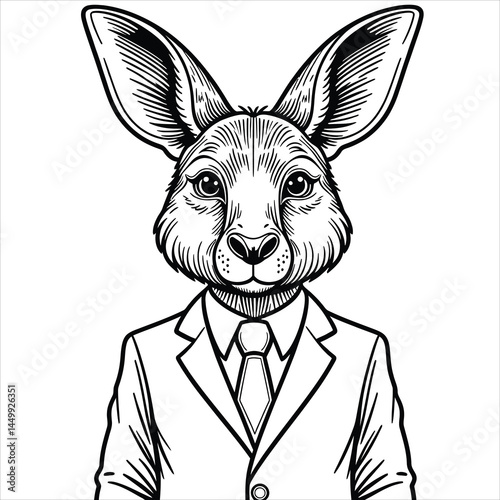 Elegant rabbit businessman in pinstripe suit