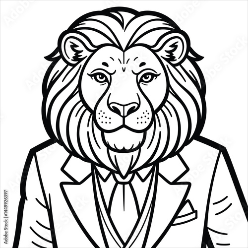 Formal lion portrait Suited serious stylish