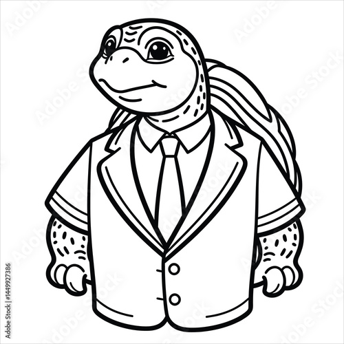 Turtle dressed in a suit and tie