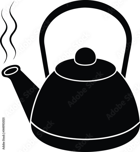 boiling kettle with steam on white background  .eps