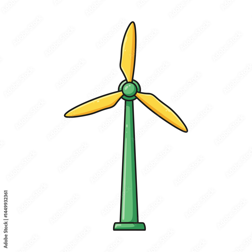 Cartoon vector wind turbine with three blades Cartoon vector wind turbine with three blades
