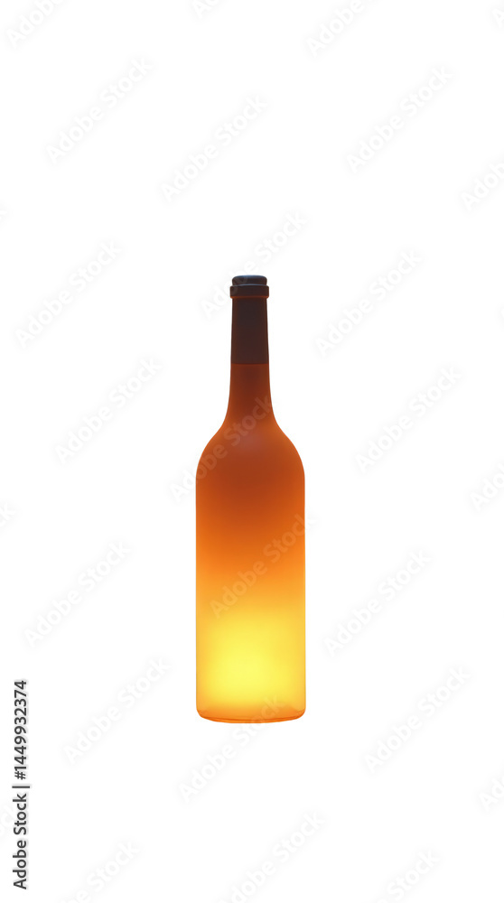 Minimalist Wine Bottle Glowing Softly from Within on a Clean Reflective Surface Minimalist Wine Bottle Glowing Softly from Within on a Clean Reflective Surface