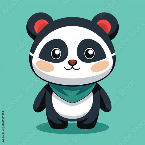 Meet our adorable panda mascot, thoughtfully wearing a mask to promote virus prevention. This charming animal cartoon character is designed to educate and encourage safety in a fun and engaging way. P