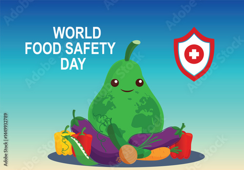 world foods safety day Vector Illustrator three dimensional artwork with horizontal backgrounds. vegetable symbol of food safety.