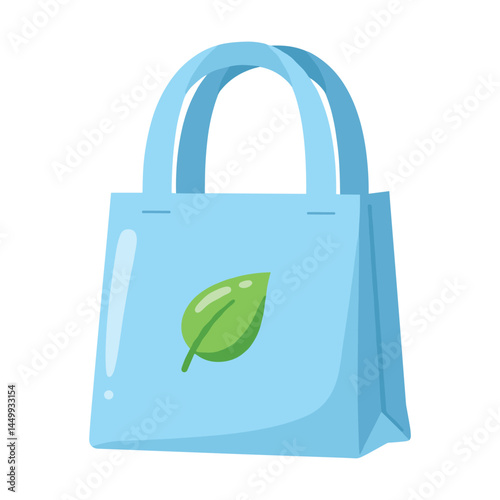 Reusable shopping bag with green leaf logo