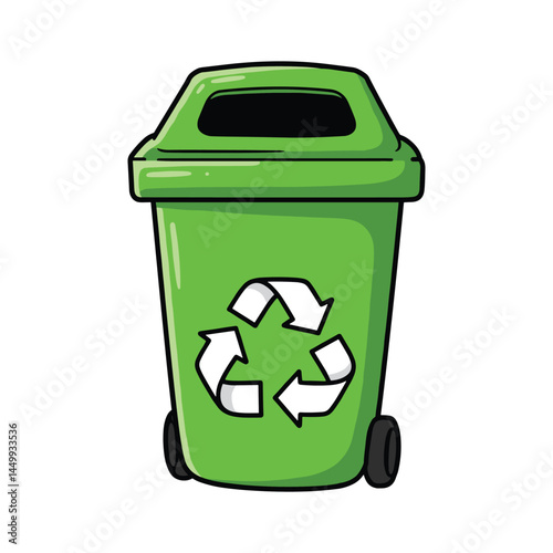 Recycling bin with arrow icon cartoon vector