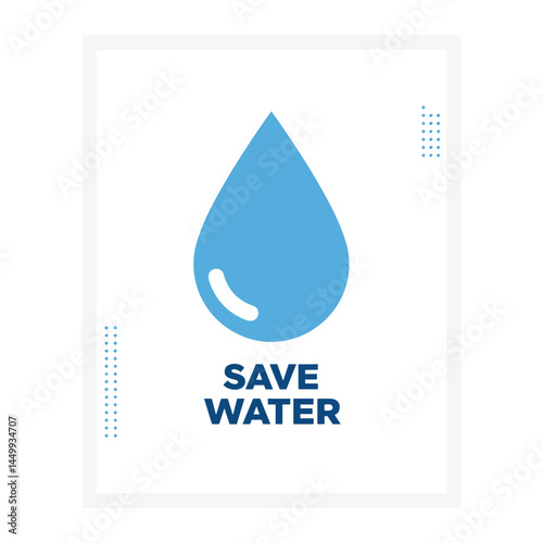 Flat save water poster with eco drop