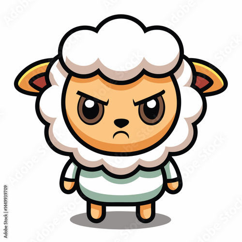 Explore the adorable fury of a chibi sheep expressing anger in this lively cartoon mascot illustration.
