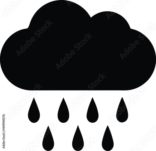 cloud icon with raindrops on white background  .eps