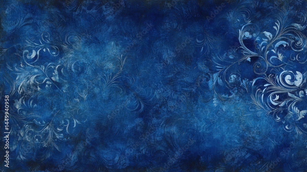 Fototapeta premium blue vintage floral background texture