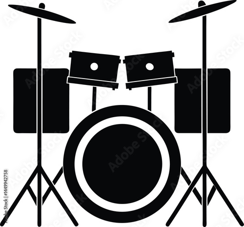 drum set icon on white background  