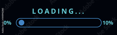 Loading bar illustration. Concept of system software update and improvement. Modern vector with 10% loaded bar for websites and graphic resources.