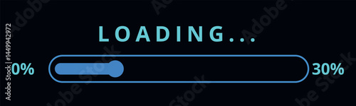 Loading bar illustration. Concept of system software update and improvement. Modern vector with 30% loaded bar for websites and graphic resources.